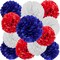 Red, Blue and White Paper Pom Poms Decorations for 4th Fourth of July(12pcs)